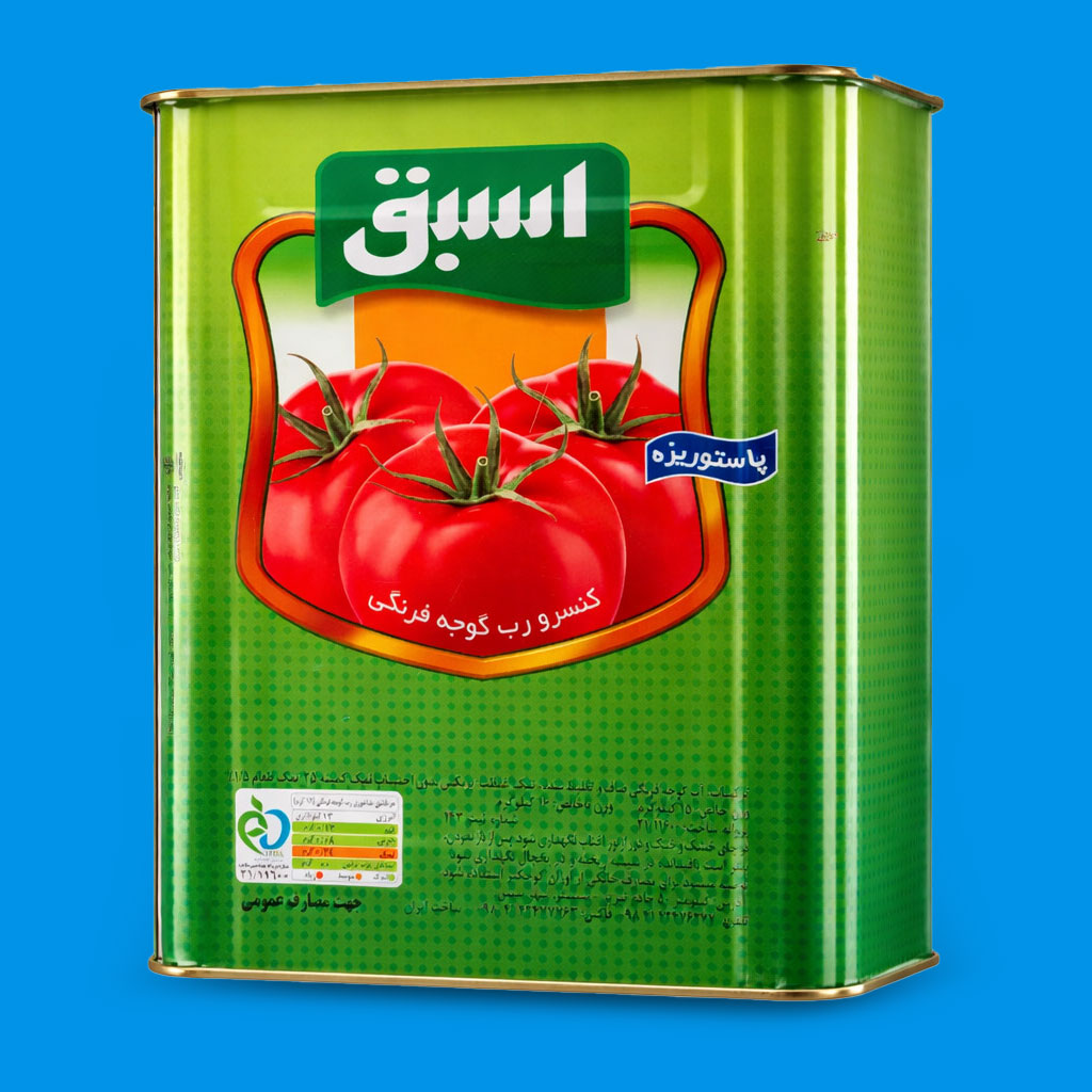 Asbagh tomato paste, 15 kg can